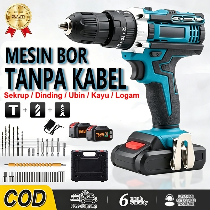 766VF-388VF-Mesin-Bor-Bor-baterai-cas-10mm-listrik-murah-tangan-baterai-besi-tembok-Beton-kayu-Cordl