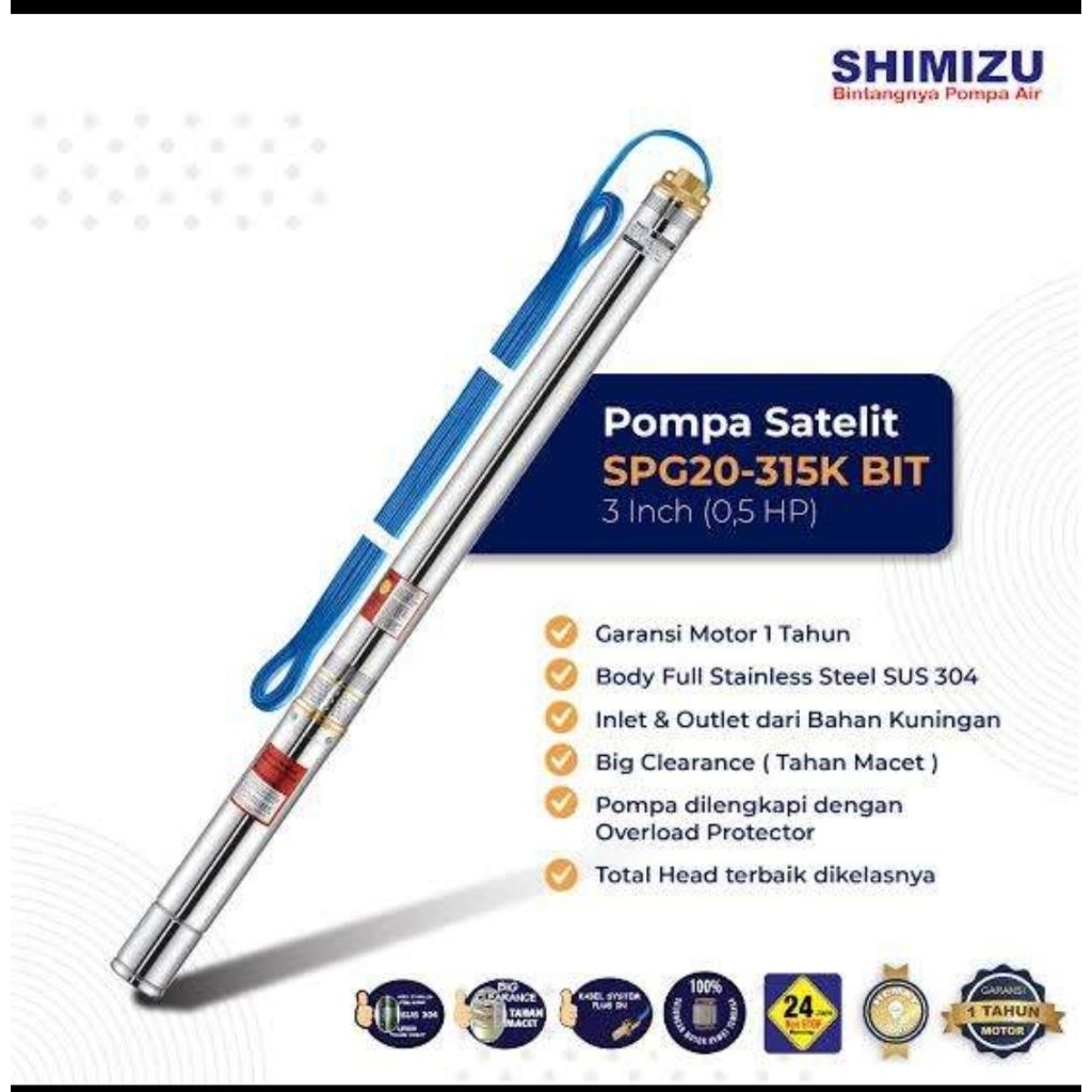 Shimizu Spg K315 Submersible Pump, 30Mtr Deep Well Submersible Pump bergaransi
