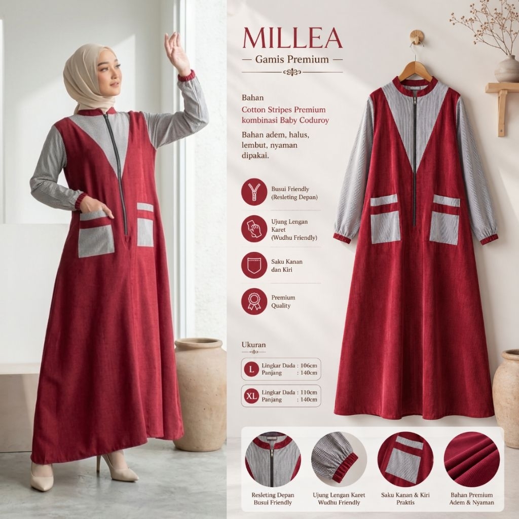 Millea Gamis Premium by  Vellea Original PN Fashion