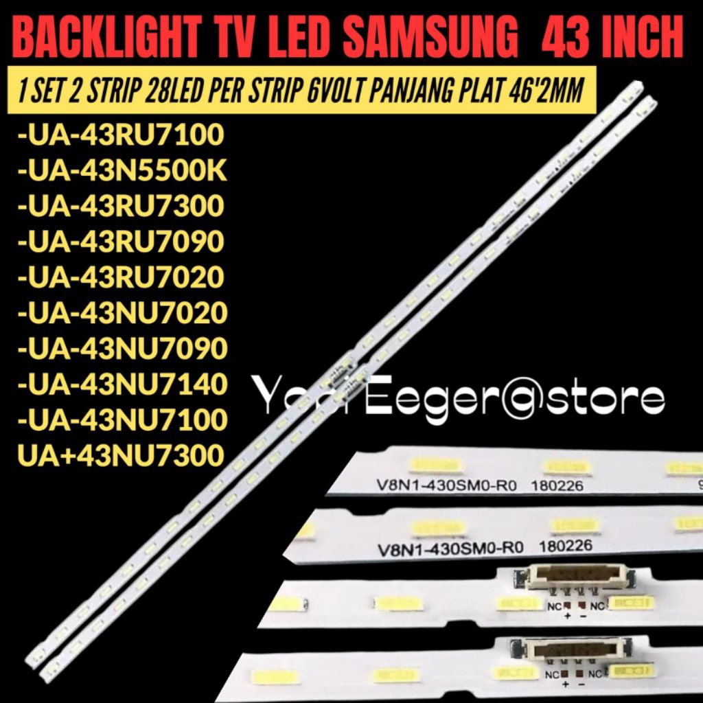 BACKLIGHT TV LED SAMSUNG 43 INCH UA43NU7100- UA-43NU7300- UA-43NU7140- UA-43NU7090- UA-43NU7020- UA-