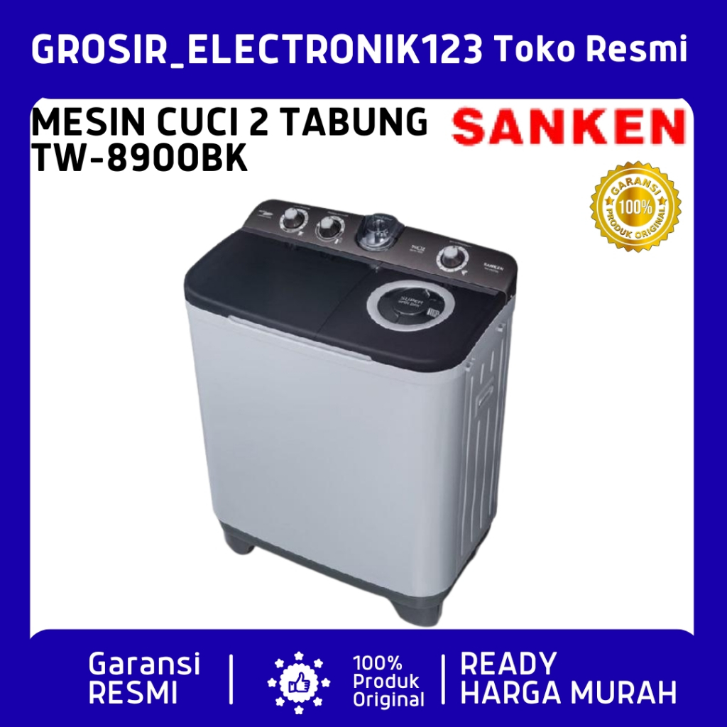 MESIN CUCI SANKEN TW 8900 BK 8KG 2 TABUNG TW8900BK