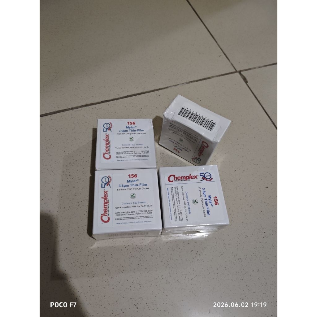 Chemplex 156 Mylar Thin Film 3.6m XRF Sample Cup Film 500 Sheets Original