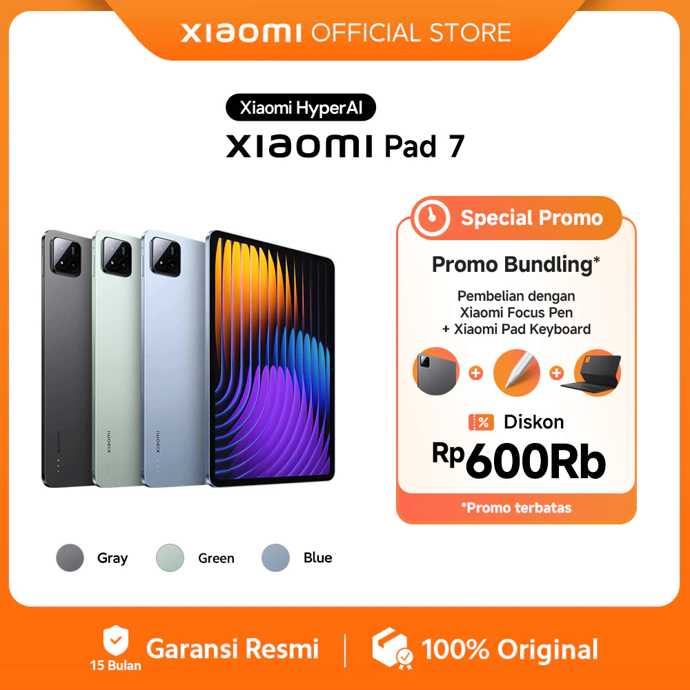 Xiaomi Pad 7 (8/256GB) | Snapdragon 7+ Gen 3 | Layar 11.2 3.2K 144Hz Dolby Vision Atmos | Ultra-thin