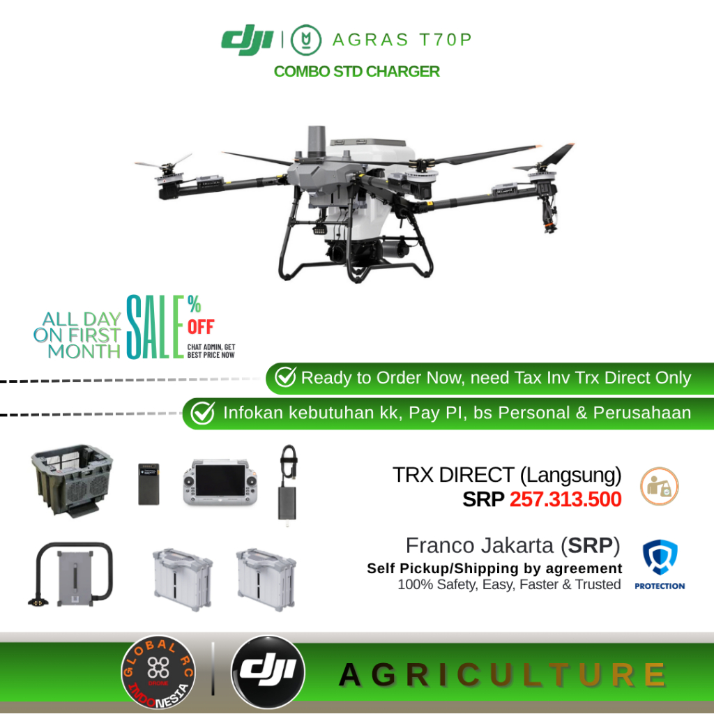 DJI Agras T70P Combo Std Charger Drone Penyemprotan Pertanian Perkebunan