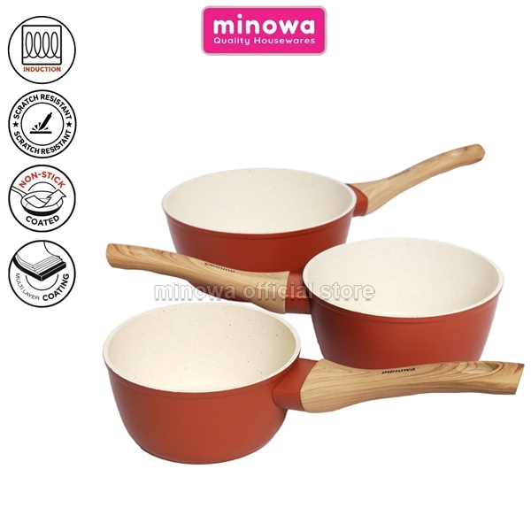 MINOWA SAUCE PAN/PANCI PENGGORENGAN WHITE MARBLE INDUKSI ANTI LENGKET WP