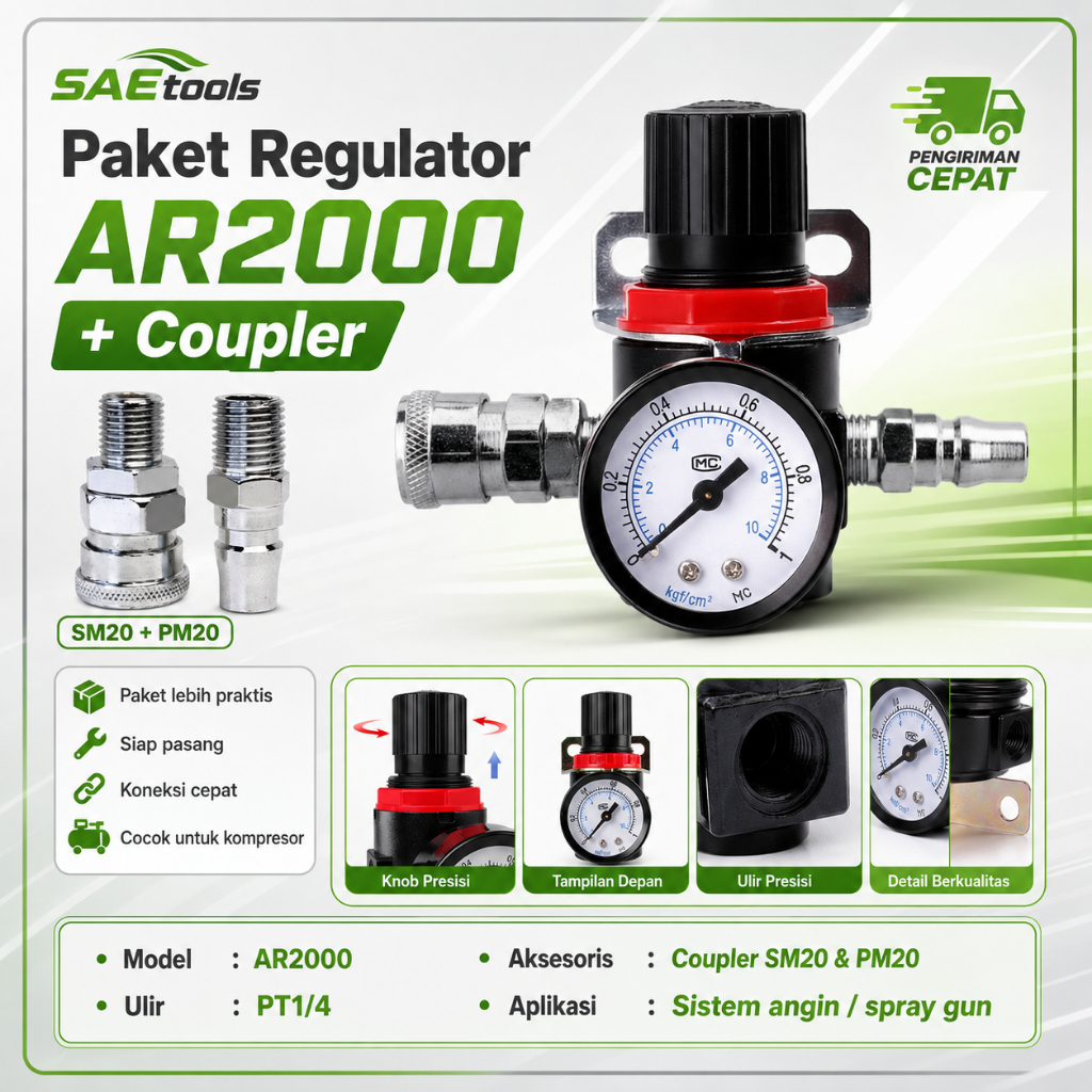 SAETOOLS Air Regulator Spray Gun Manometer Model AR 2000