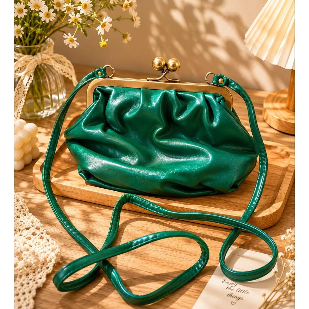 Tas Selempang Vintage Kiss Lock Atmosphere Primark Hijau Emerald