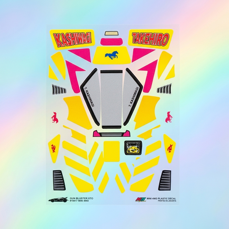 Stiker Gun Bluster XTO - Kashiwagi Takehiro - Kombinasi Kuning - Transparan