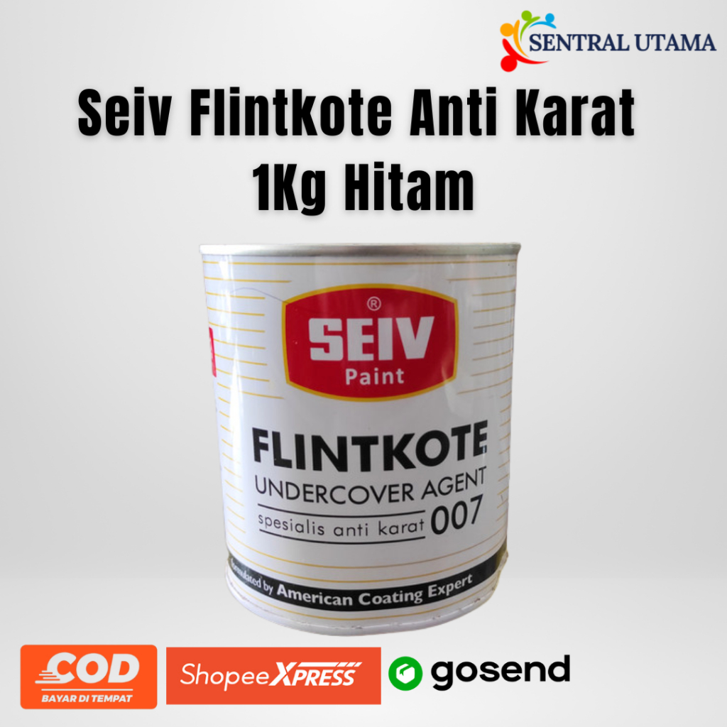Seiv Flintkote 007 Cat Anti Karat 1Kg Hitam/Cat Anti Karat Kendaraan, Kapal, Mesin