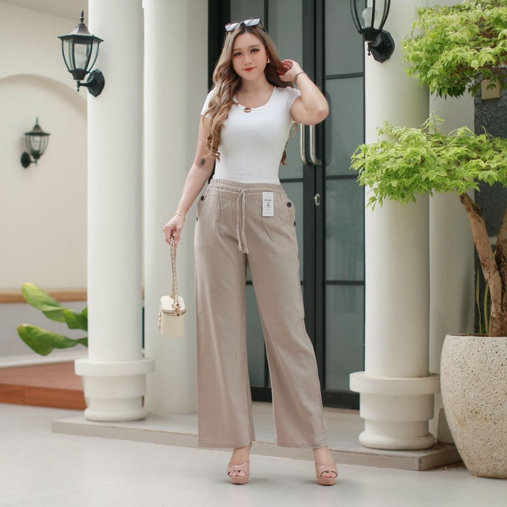 FARASKA - CELANA KULOT LINEN CRINKLE WANITA KOREAN STYLE KATUN PREMIUM