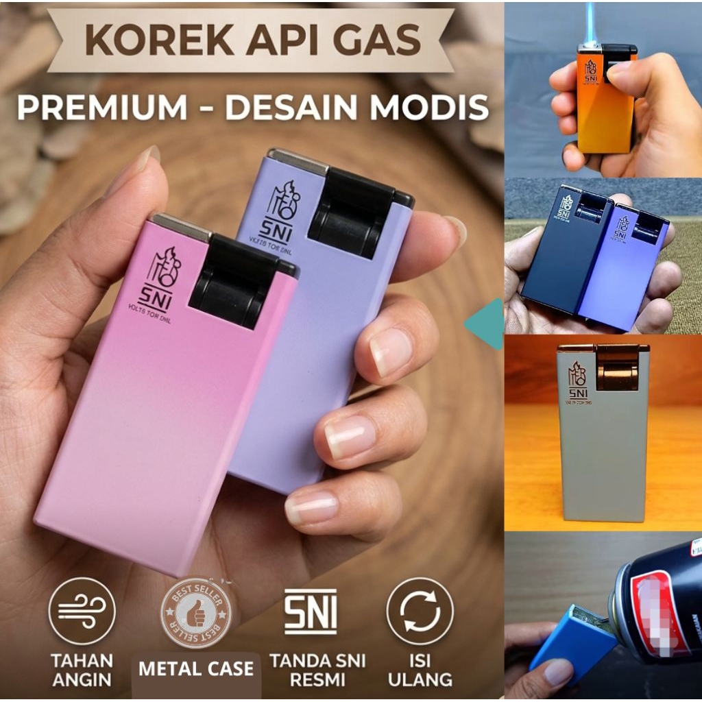 Korek api bara foyoulighter refillable colourful metal case SNI