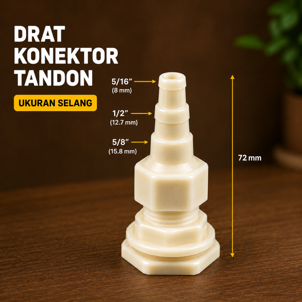 Mur Drat Toren / Mur Tandon / Nepel Drat Konektor Tandon Selang 5/16 1/2 5/8 Untuk Kelinci