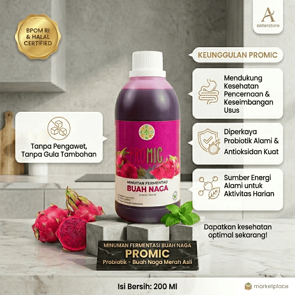 PROMIC Buah Naga/ Minuman Probiotik/ Starter Minuman Fermentasi 200 ml