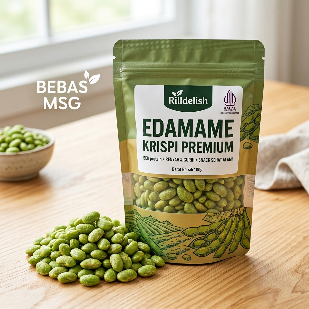 Edamame Krispi 100 Gram, Keripik Kacang Kedelai Jepang, Camilan Sehat Tinggi Protein