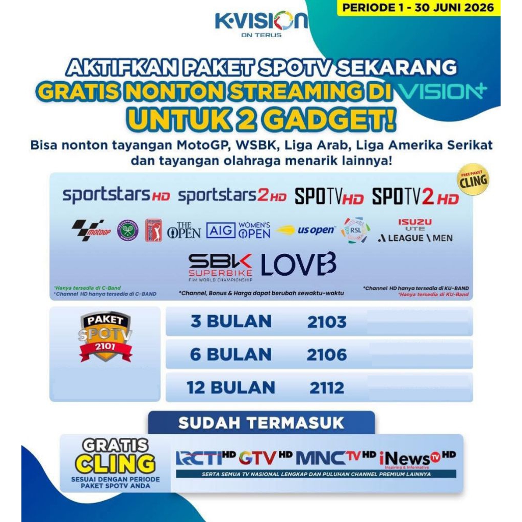 Voucher Paket SPOTV 2112 K-Vision 360 Hari
