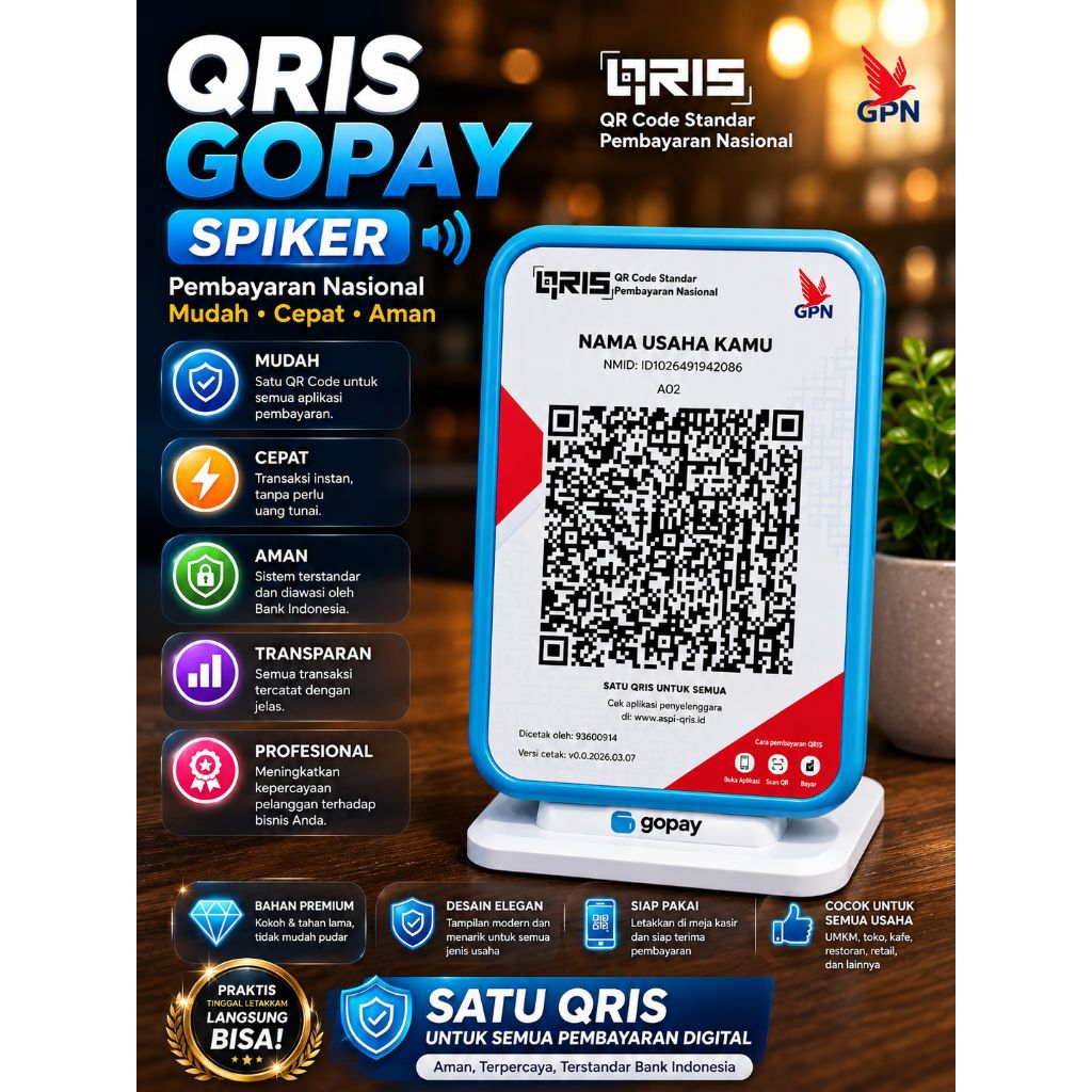 GoPay Spiker / Speaker QRIS – Notifikasi Pembayaran Otomatis

