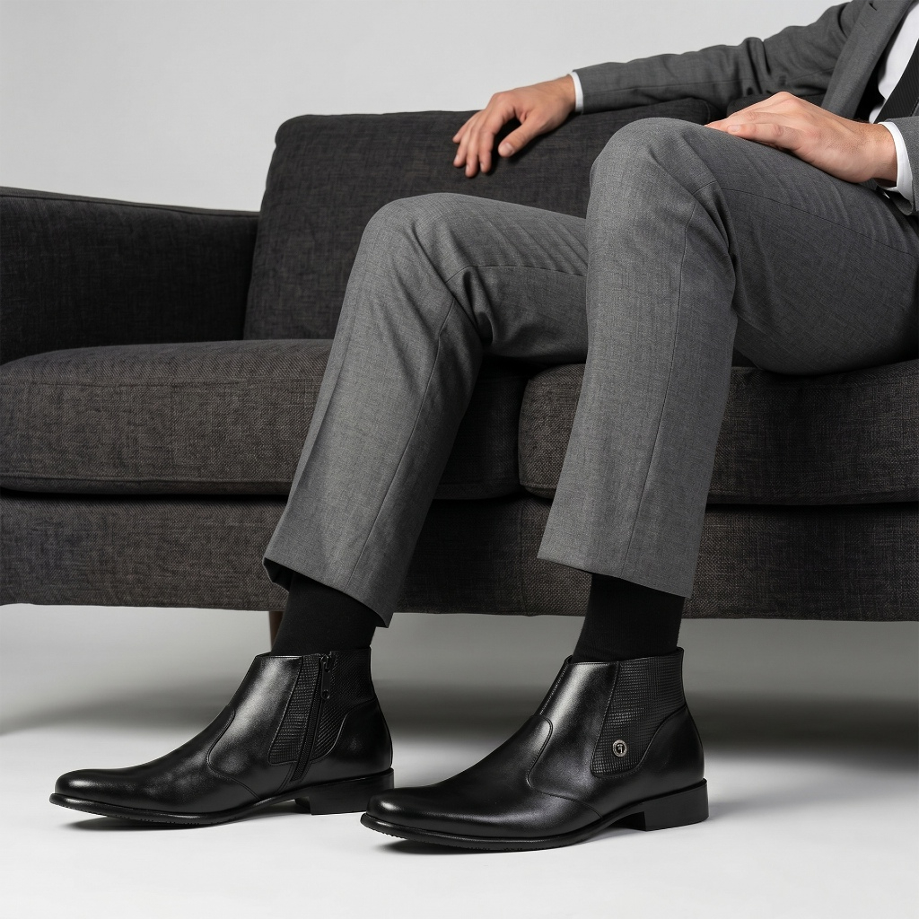 Sepatu Boot Pria Zipper Boots Casual Semi Formal Model Resleting Kulit Asli 1513