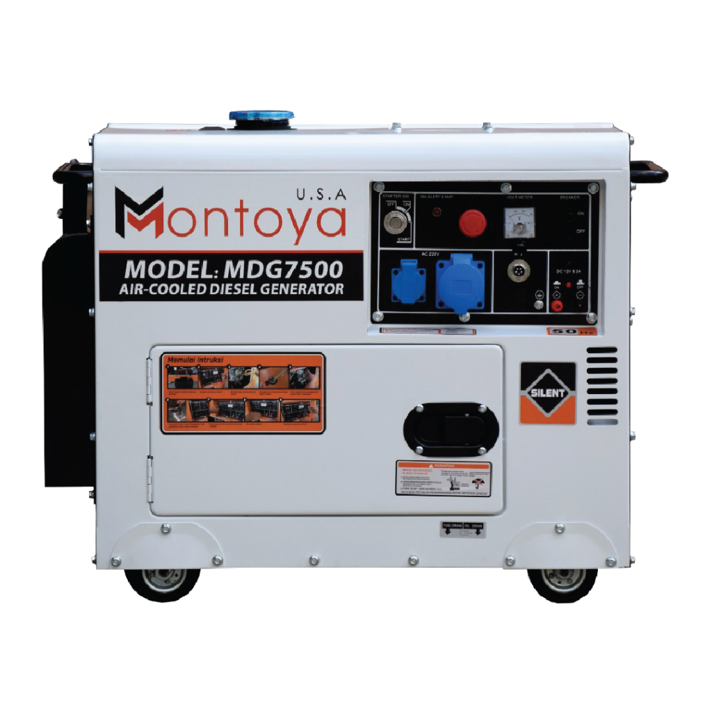 Genset Diesel Silent 5000 Watt Starter Elektrik Generator Set Solar 1 Phase Montoya MDG7500