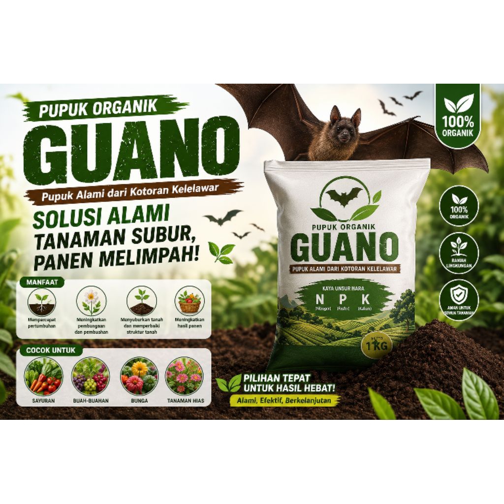 guano fermentasi,kohe guano,guano vertiliser,kohe kelelawar fermentasi