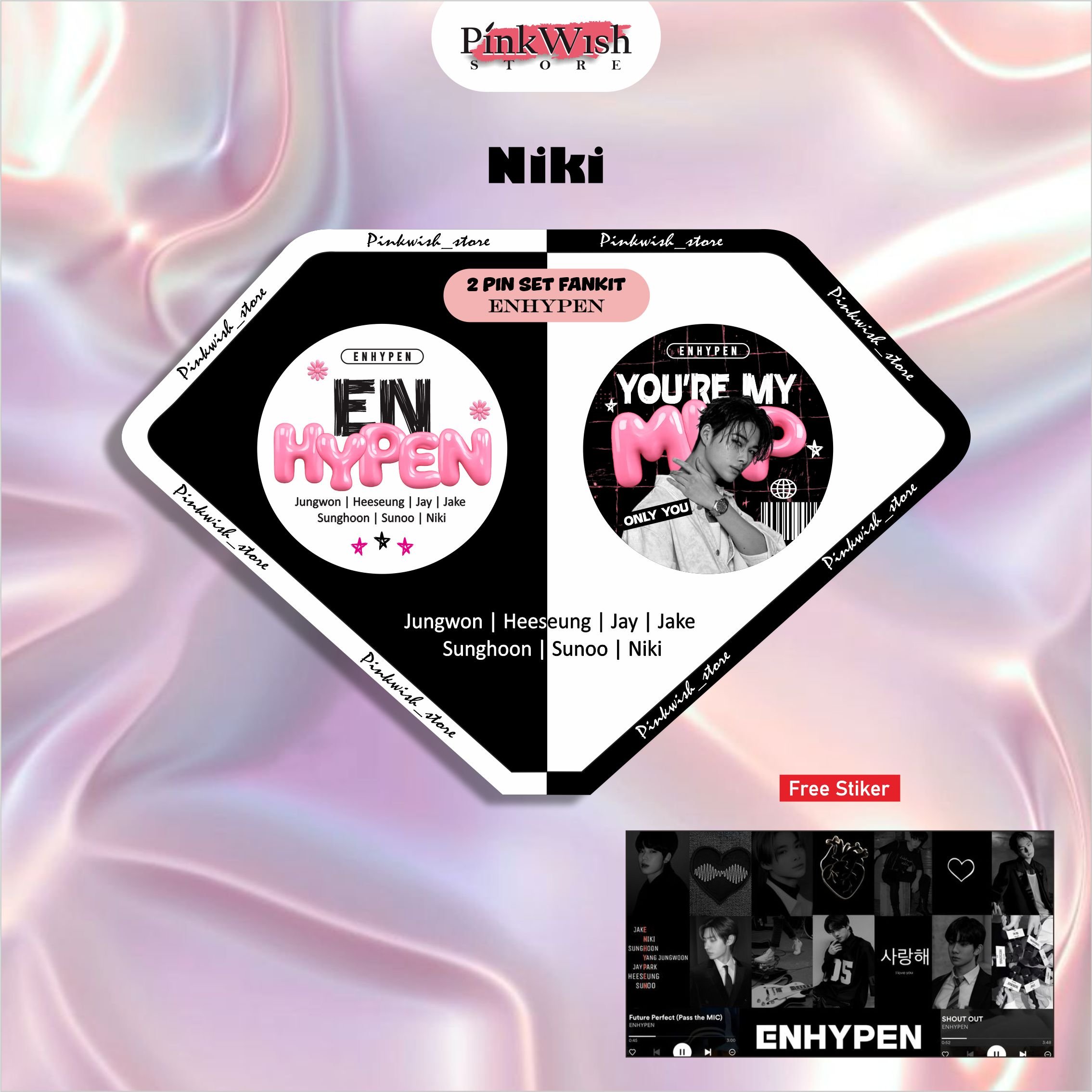 2 SET PIN FANKIT 44MM BUTTON ENHYPEN | PIN BROS PENITI 44 MM | Pin Jungwon Jay Jake Sunghoon Sunoo N