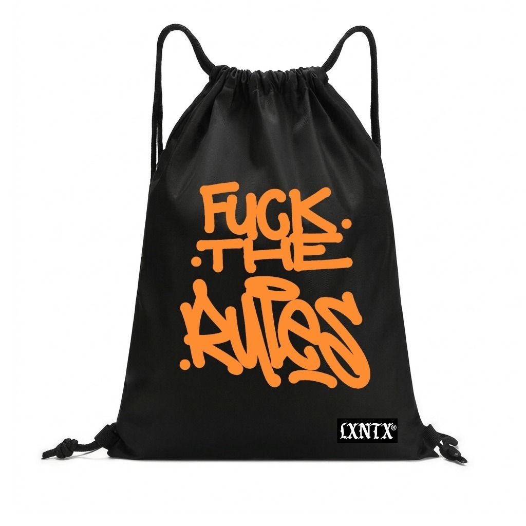 LXNTX Tas serut string bag fvck the rules black