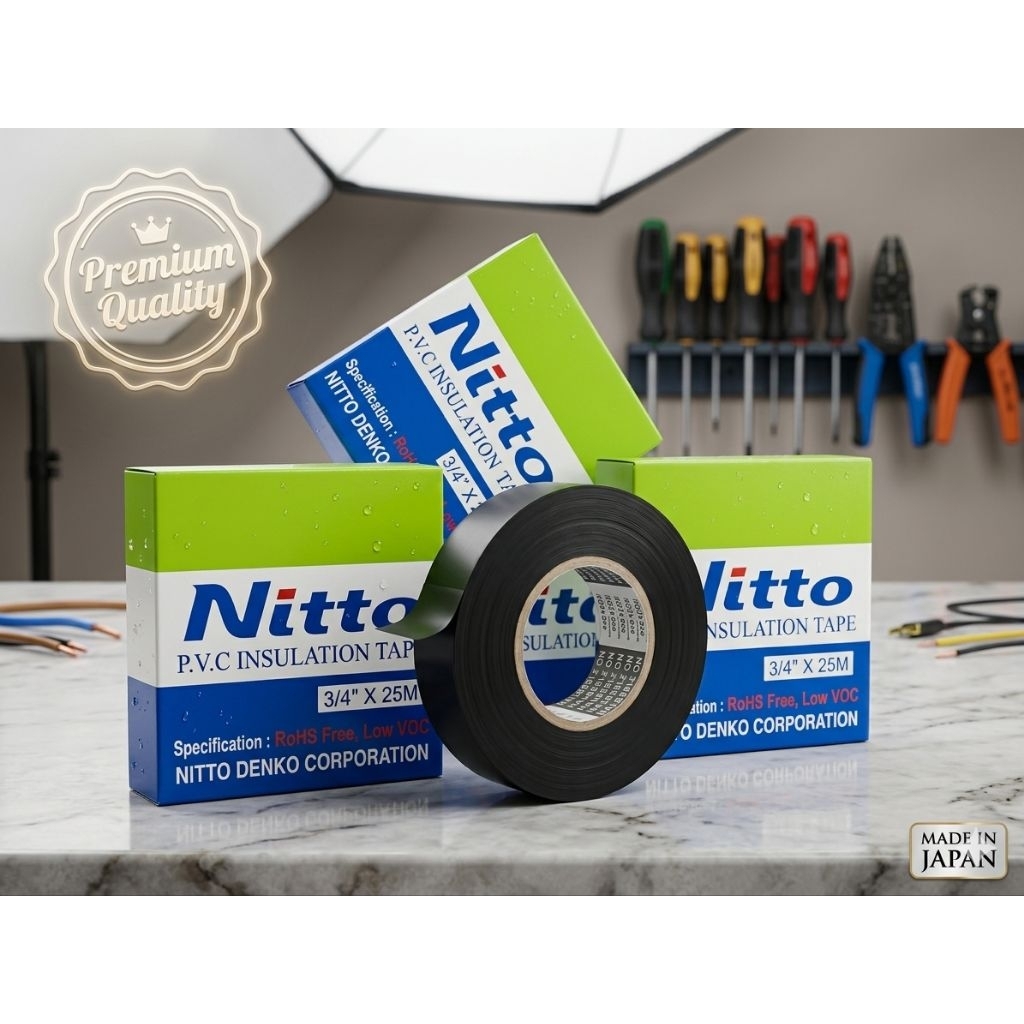 SOLASI NITTO,LAKBAN HITAM,ISOLASI HITAM.MEREK NITTO ASLI TEBAL DAN LEBAR