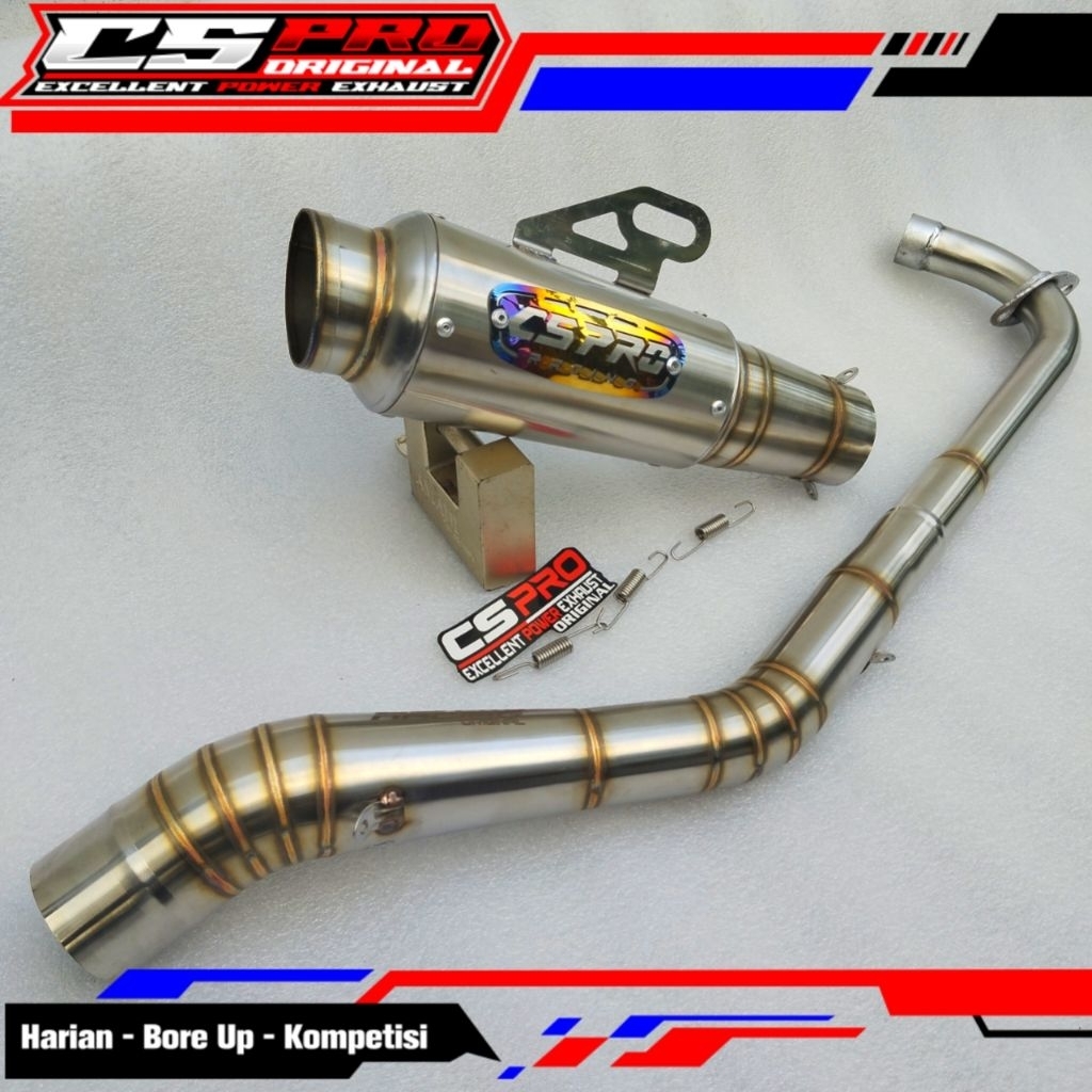 Knalpot original Cs Pro racing mp 4 pipa leher kolong untuk motor bebek Jupiter z Jupiter z1 Jupiter