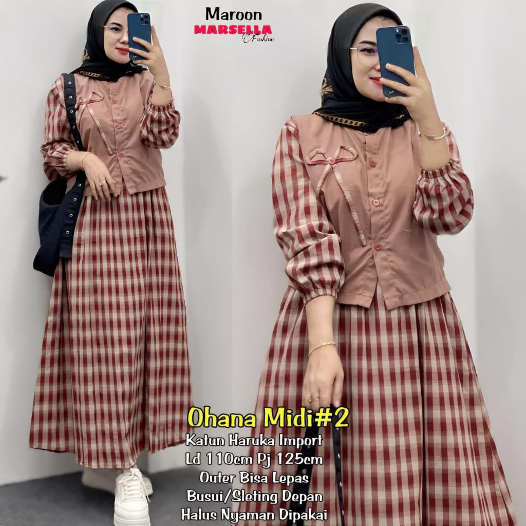 lifta dres ori moela / insia midi dress / dress bahan rayon adem