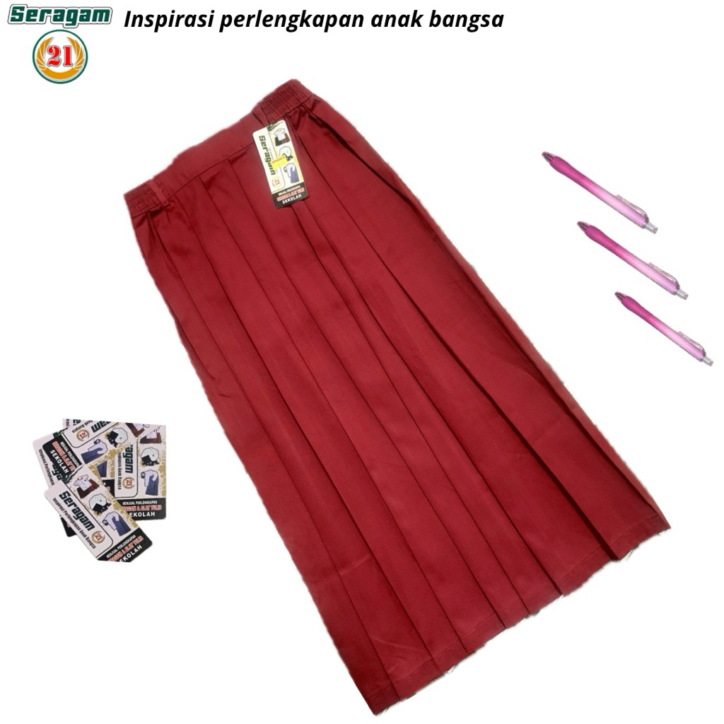Seragam21 Rok Panjang Merah SD Bahan Drill