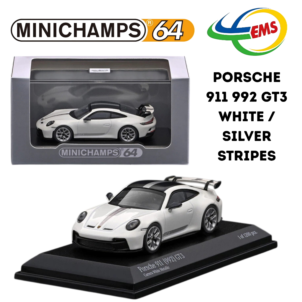 643061009  - Minichamps 1/64 Porsche 911 GT3 992 2021 Carrera White Metallic