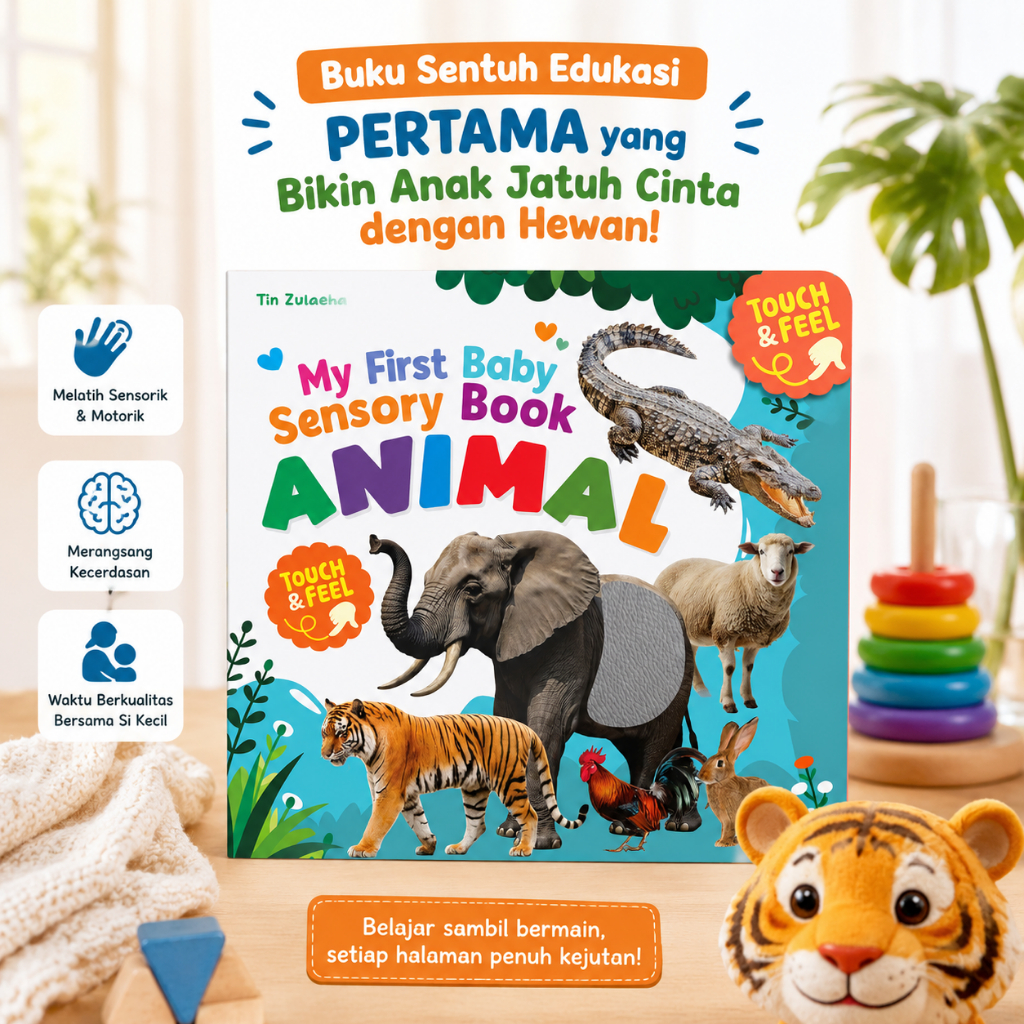 Ziyadbooks | My First Baby Sensory Book Animal - Buku Bertekstur - Busy Book - Premium Quality | 100