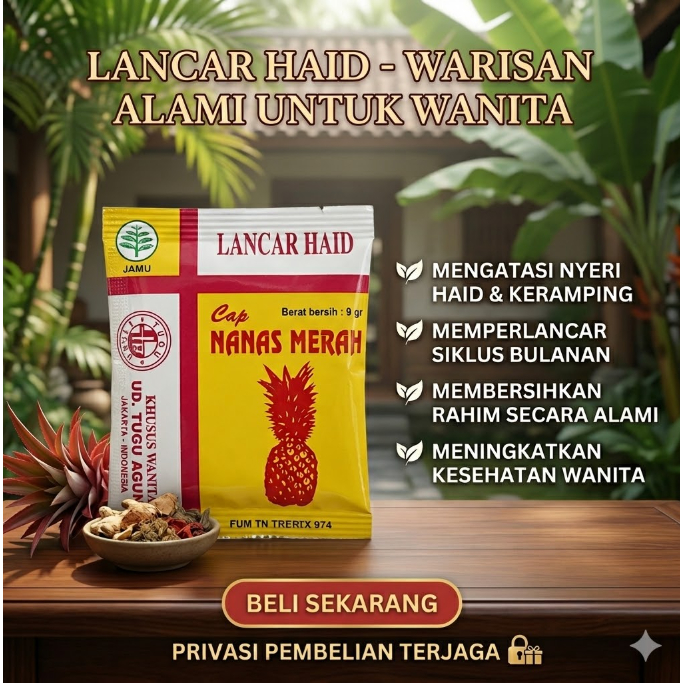 Jamu Lancar Haid cap Nanas Merah   Original