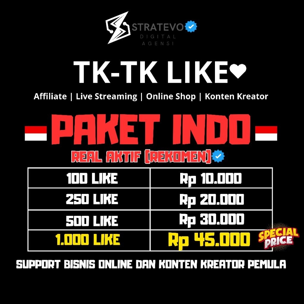TKTK LIKE 100% ASLI INDO GARANSI NO BOT - NO DROP PERMANEN