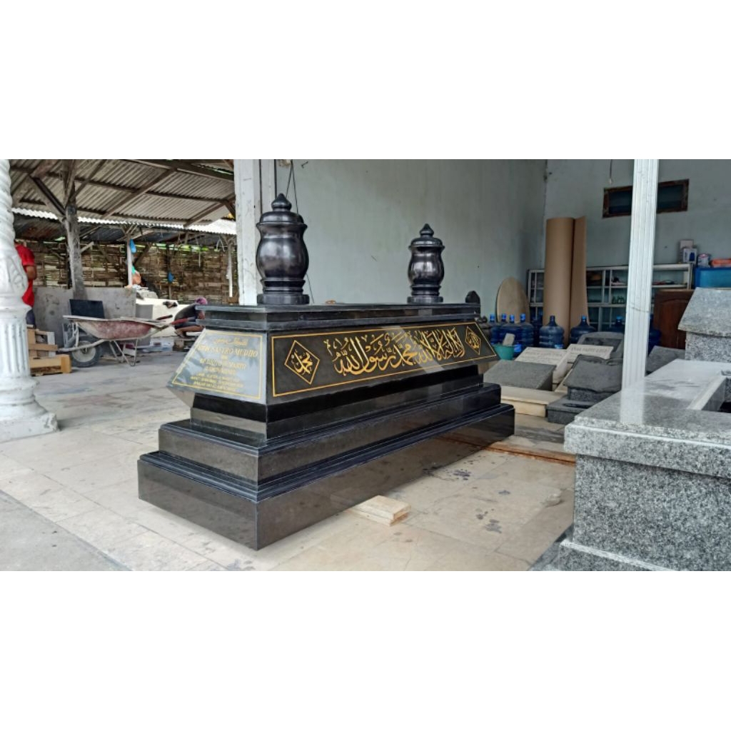 Kijing Granit Hitam Makam Granit Hitam Model Mataram Kaligrafi