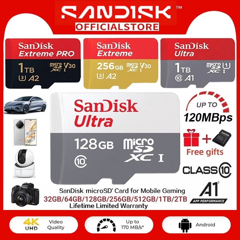 SanDisk Ultra A1/ ExtremeA2/ExtremePro A2 microSD Memory Card with Adapter (32GB-2TB)