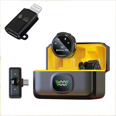 Mikrofon Lavalier Wireless Dual Mic untuk Android microphone jepit Vlog, Live Streaming J6