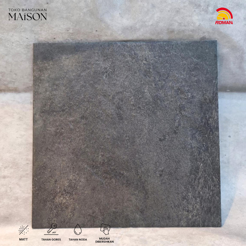 Keramik Lantai Roman 30x30 dBatur Charcoal Matt Sturctured Keramik Lantai Kamar Mandi Garasi Taman