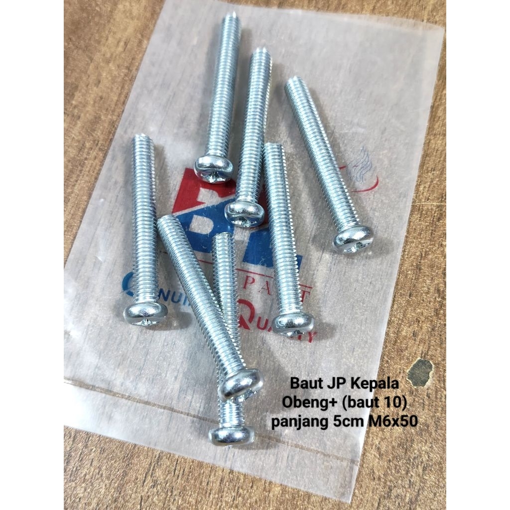 (25-50pcs)Baut JP kepala obeng+ (baut10) panjang 5cm M6x50