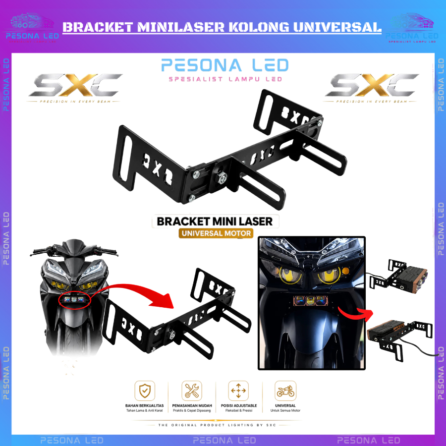 BRECKET KOLONG MOTOR UNIVERSAL 2MM MINI LASER 1MATA 2MATA 3 MATA D2 BY SXC