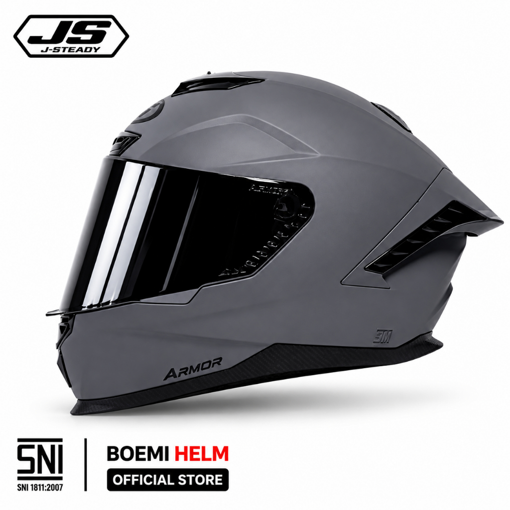 Helm Full Face JS SNI Original Helm Motor Sport Pria Polos & Carbon Look Keren Anti Benturan ABS