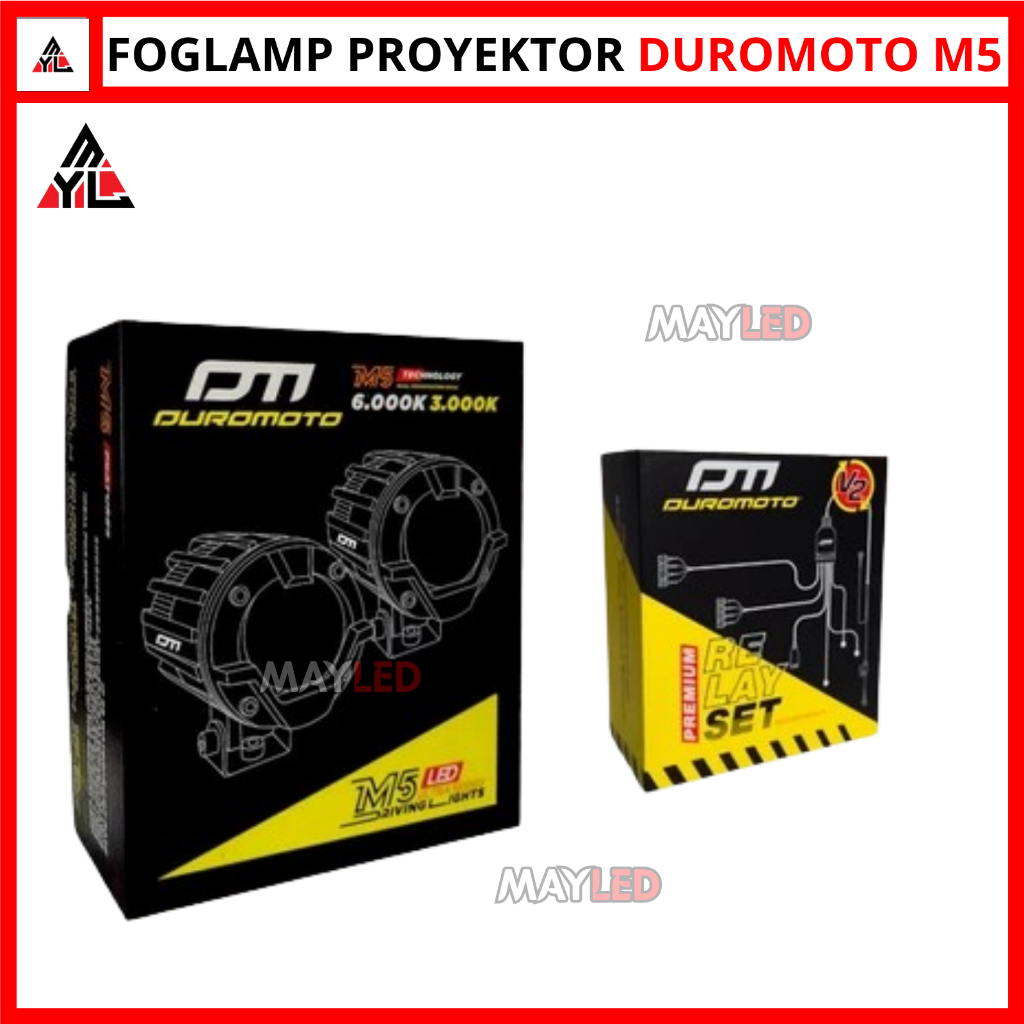 Duromoto M5 Lampu Utama Dan Kabut Foglamp Mobil Led Proyektor 60 Watt