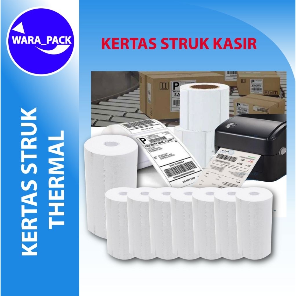 KERTAS STRUK THERMAL 58x30mm CORELESS - POLOS TANPA LOGO, CETAK HITAM, COCOK UNTUK PRINTER BUETOOTH
