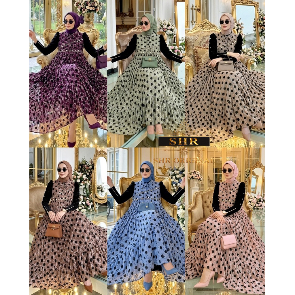 MEW SHR MIDI DRESS KATUN BORDIR POLKADOT PREMIUM ORI SHR 100%