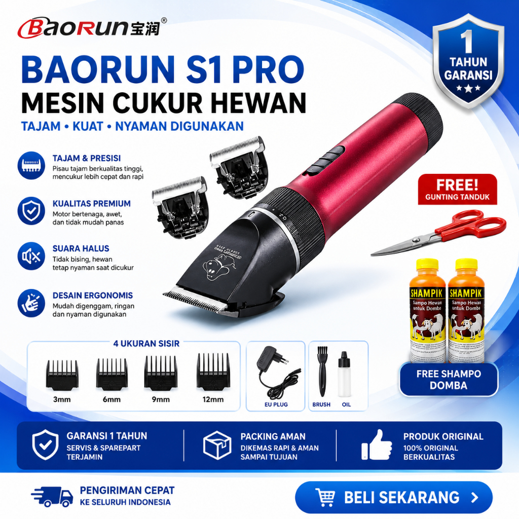 (100%ORIGINAL) BAORUN P6 PRO GARANSI 1 TAHUN | mesin cukur domba - cukur domba baorun p6