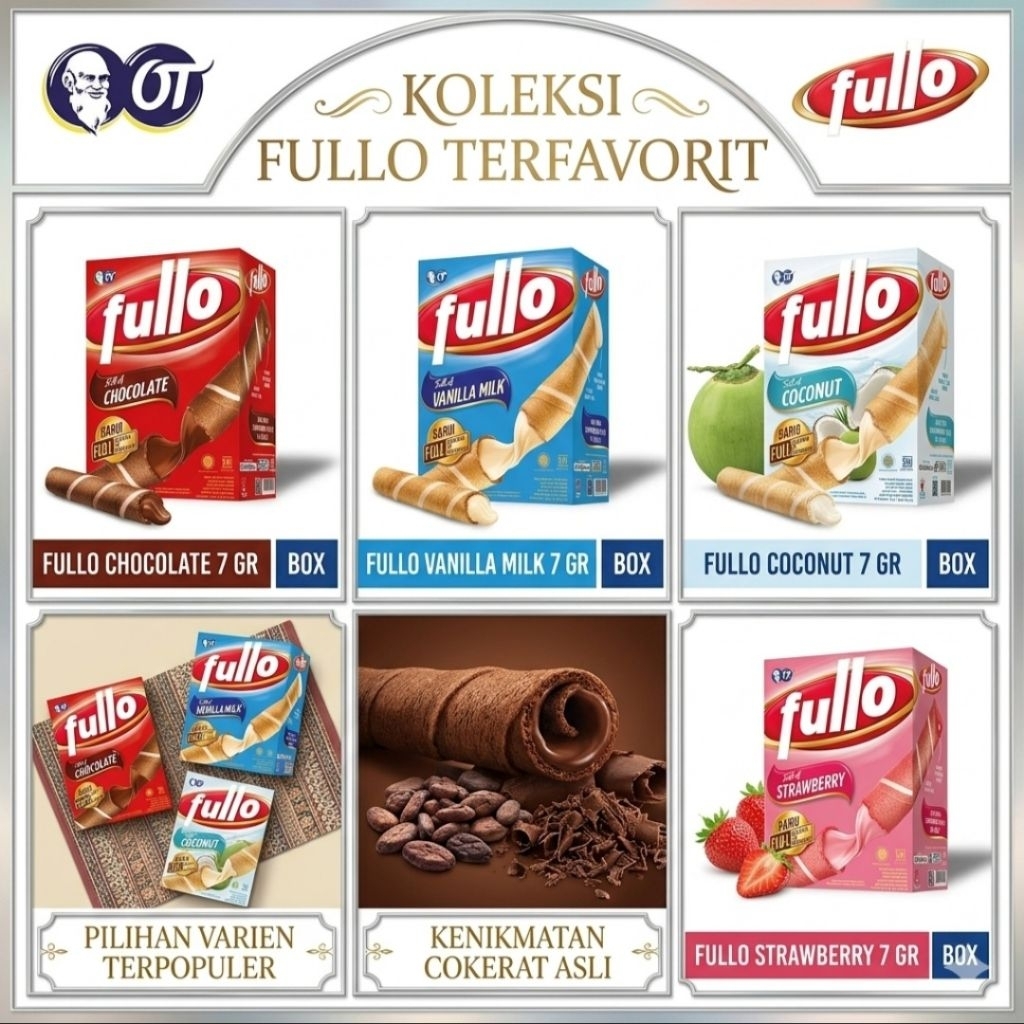 1 Box 24 Pcs Wafer Roll Fullo Rasa Vanilla Coklat
