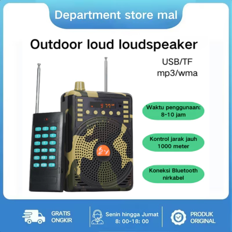 E388/E898 Bird Caller Speaker Impor Remote Control | MP3 Pemanggil Buruan Bluetooth 48W Full Mic EU 