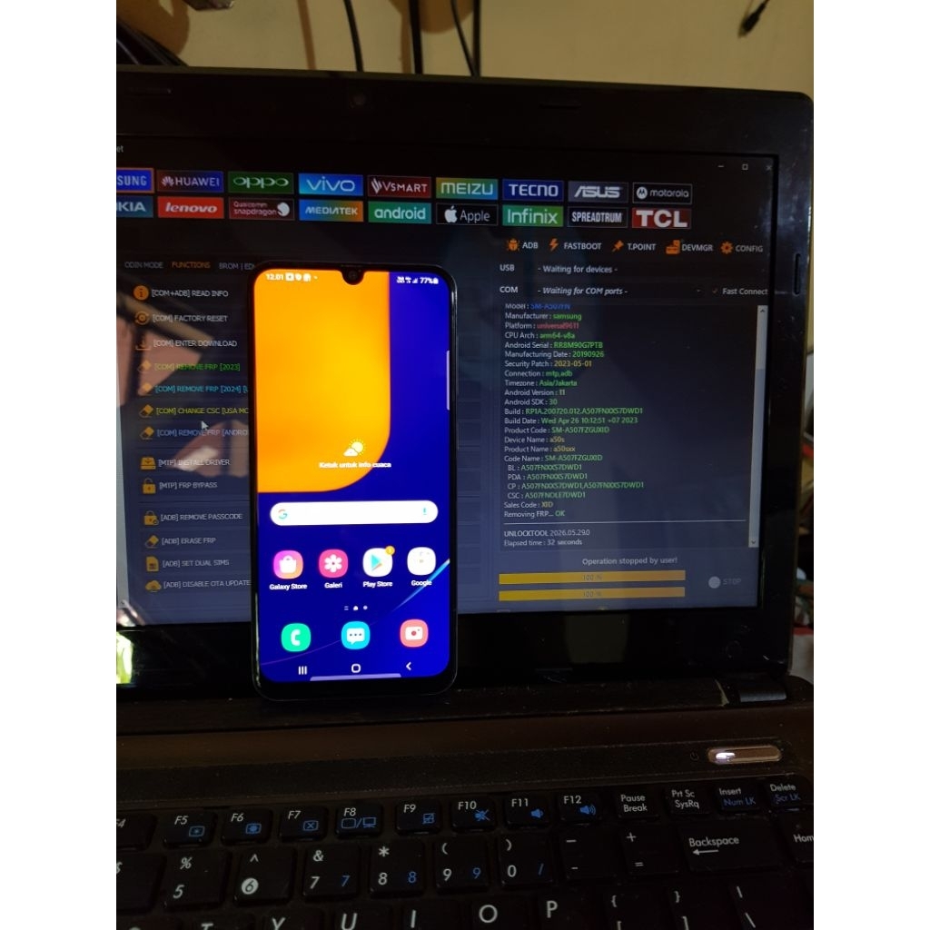lcd copotan samsung a50s + perlengkapan