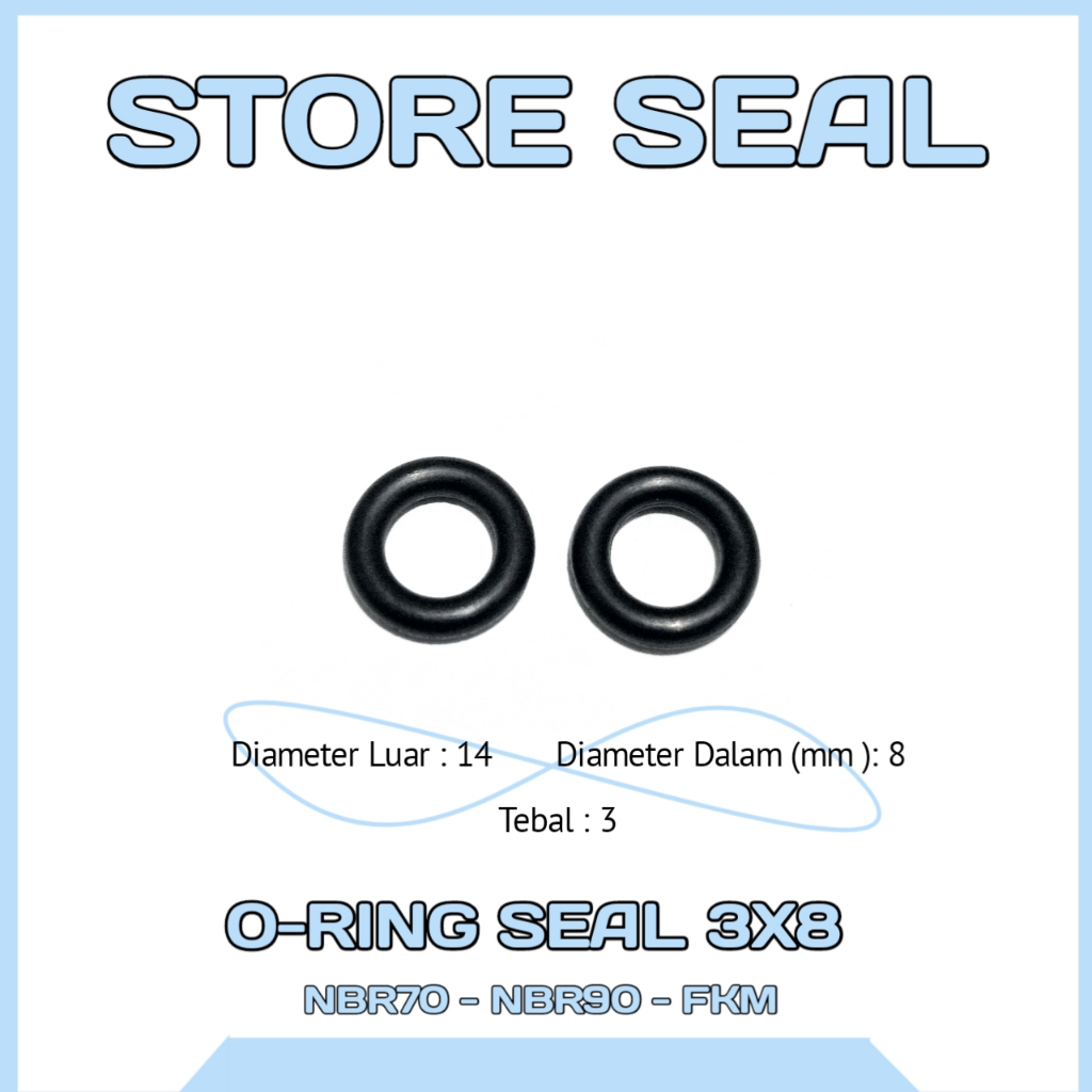O-Ring Seal 3X8  ID14 X 8MM NBR70 FKM TAHAN PANAS
