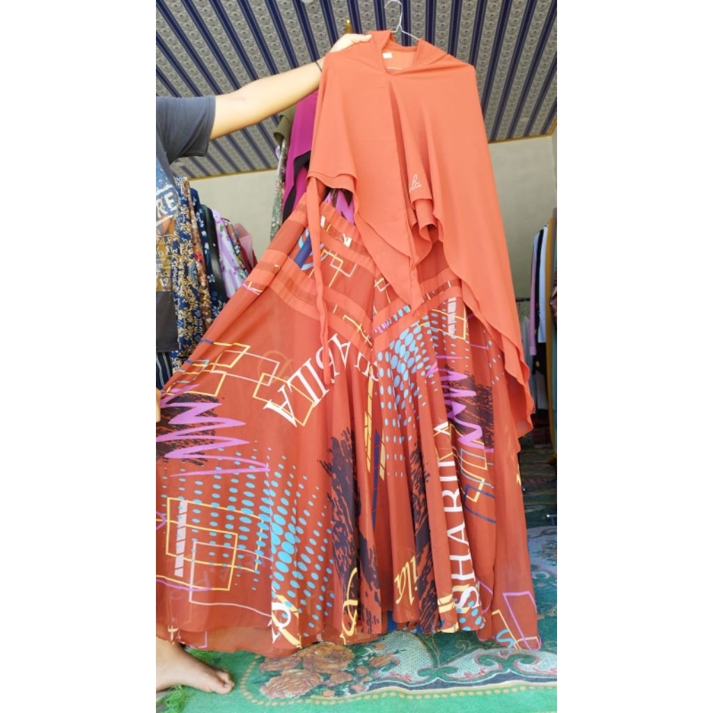 Set Syari khimar Ceruty Babydoll Armany Premium terracota