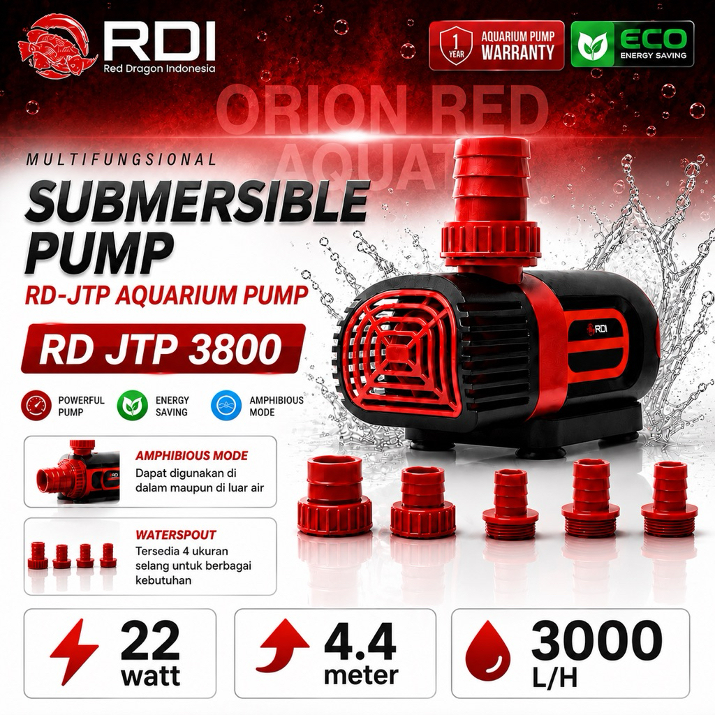 (GARANSI+BONUS) RDI-RD JTP 3800 AMPHIBIOUS SUMERSIBLE AQUARIUM PUMP